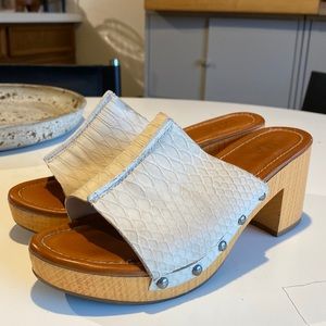 MIA cream and studded high heeled mules EUC.